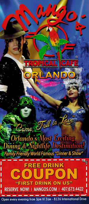 Mango's Orlando 2017 brochure cover