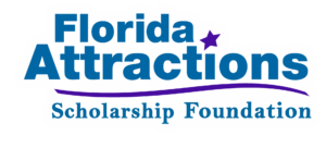 florida attractions scholarship foundation logo blue and purple